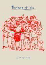 Cute Sympathy/Thinking Of You Card - Group Hug - Arty created by Poet and Painter
