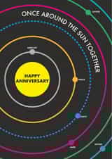 Cute Solar Anniversary Card - 1 Year - Once Around The Sun Together created by Kate & The Ink