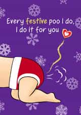Festive Poo For You Christmas card - Baby version created by Tessa Cheung