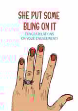 She put some bling on it - Cute illustrated engagement card created by Graphite & Grace