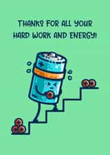 Battery Charge Pun Thank You Card created by Flaming Imp