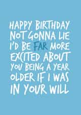 In Your Will Cheeky Birthday Card created by Brogan Thomas