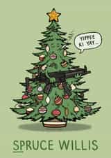 Die Hard Bruce Willis Christmas Card created by Carl Batterbee