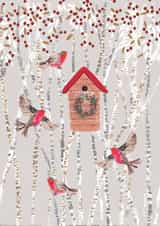 Christmas Robins - Birdhouse - Traditional - Pretty - Woodlands - Cute - Classic - Robins - Classic - Christmas Card created by Louise Tiler