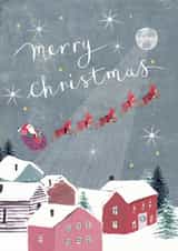 Traditional - Sweet - Santa Sleigh - Reindeer - Classic - Festive - Merry Christmas Card created by Louise Tiler