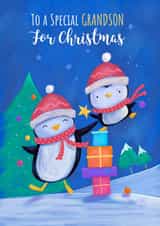 Grandson Penguins Christmas Card 17028 created by Dale Simpson