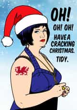 Nessa (Ruth Jones), Gavin and Stacey Merry Christmas greeting card created by Graham Sanders