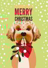 Cockapoo and mistletoe Christmas card created by Diva Doodle Designs