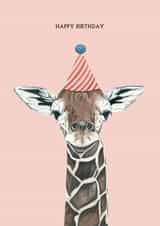 Cute Birthday Card - Giraffe - Party Hat created by Amelia Ilangaratne