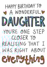 I was right Daughter Birthday card created by Rosie Johnson Illustrates