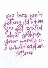 Limited edition Zoflora birthday card created by Blink Lettering