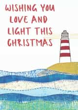 Wishing You Love and Light this Christmas Lighthouse Nautical Card created by NaviStitch