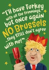 Funny Boris Johnson brussels sprouts Christmas card created by The Supermodels