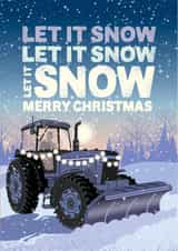 Tractor snow plough Christmas card created by The Typecast Gallery