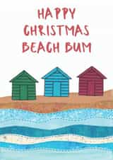 Happy Christmas Beach Bum Coastal Beach Huts Christmas Card created by NaviStitch