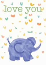Cute elephant card with butterflies and hearts, say I love you anytime created by Jo Brown