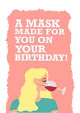 Quarantine wine mask birthday card created by Coffee Cup Studio