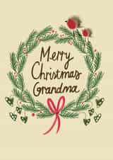Sweet - Merry Christmas Grandma - Grandma - Festive - Wreath - Robin - Traditional - Christmas Card created by @AimeeStevens.Design