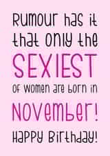 Girlfrined November Birthday Card created by The Laughing Sloth