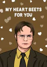 Funny Dwight Quote Anniversary Card / Valentines Day Card - The Office US - My Heart Beets For You created by All Things Banter