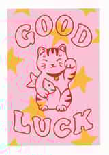 Good Luck Maneki Neko Lucky Cat Card created by emiliedrawsthings