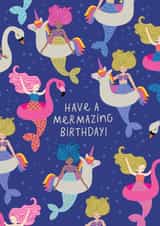 Cute Mermaid birthday card - Mermazing Birthday created by Mifkins