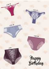 Knickers through the years birthday card created by Jemma Louise UK