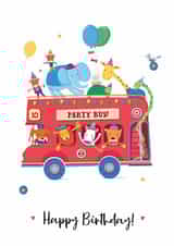 Cute Animals, Party Bus Birthday Card created by Helen Rodgers