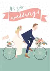 Pretty Trendy Tandem Wedding Card - Bride And Groom - It's Your Wedding created by Hannah Rogers