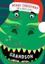 Grandson Dinosaur Christmas Card 4043 created by Macie Dot Doodles