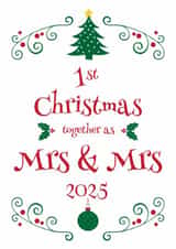 First Christmas married card for gay couple, wife celebrating anniversary LGBTQ+ created by Hello Fridays Studio