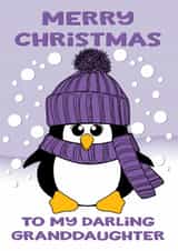 Merry Christmas to my darling Granddaughter Purple Penguin Christmas Card created by Krimbles