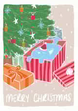 cat box Christmas Card 16625 created by That Fat Cat Illustration