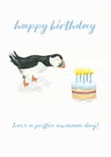puffin cute Birthday Card 14883 created by Kathleen Illustration