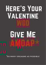 Crossfit adult Valentines Day Card 44844 created by Nice Try Cards