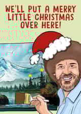 bob ross santa hat Christmas Card 44134 created by PowderPop