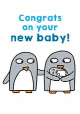 Congratulations New Baby penguin card created by Penguin Parade