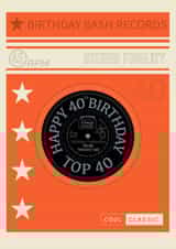 Retro Birthday Card - 40th - Records created by Claire Beetham-Davies