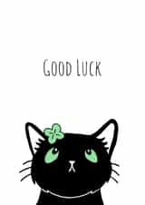 Black Cat with Four Leaf Clover Good Luck Card created by Send Salutations