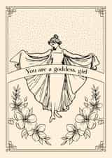 Feminist girly goddess card created by Dear Dainty Designs