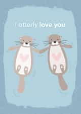 otter animals Valentines Day Card 16014 created by Laura