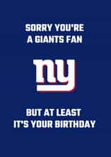 New york giants NFL Birthday Card 20988 created by Nat Yeo