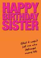 sister glad Birthday Card 37972 created by Martyn Greswolde