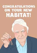 Funny David Attenborough New Home Card - Congratulations - House Keys - Congratulations On Your New Habitat created by Kasia Cards