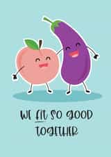 Naughty Cute Peace and Eggplant Valentine Love Card created by Emoticology Cards