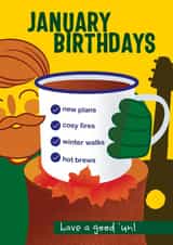 January classic Birthday Card 19860 created by Milport Studios