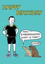 runner lycra Birthday Card 1977 created by Off The Leash Cartoons by Rupert Fawcett