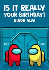 Birthday Sus Among us Card created by @donosdoodles