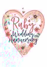 Pretty Floral Ruby Anniversary - 40 Years - Ruby Wedding Anniversary created by Katie Phythian Design