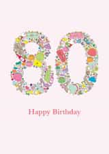 Girlie things 80th birthday card created by mrs L cards